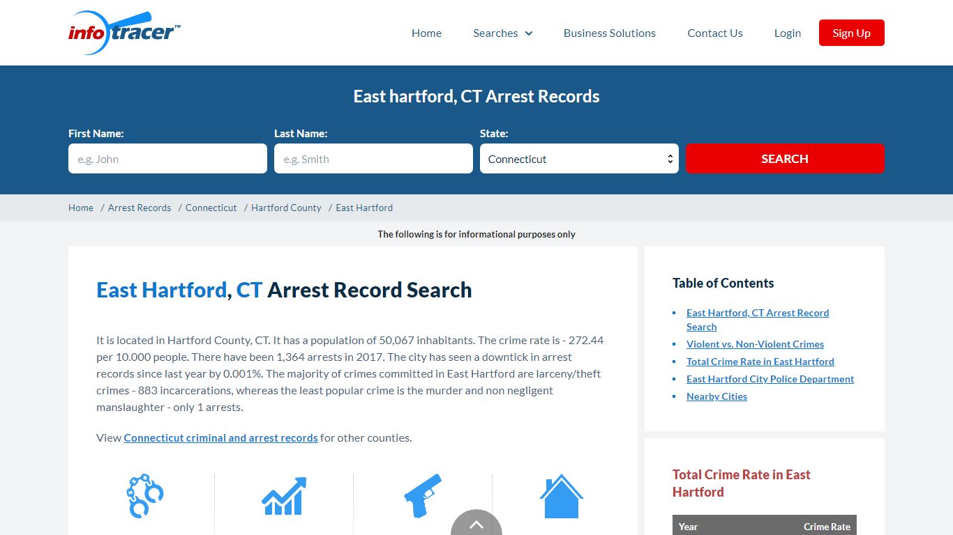 Find East Hartford, CT Arrest Records Online - InfoTracer